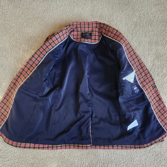 NWOT J. Crew Parke Wool Blazer in Pink Houndstooth English Wool - Picture 6 of 14